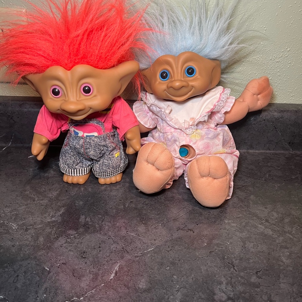 Troll Dolls with Red and Blue Hair